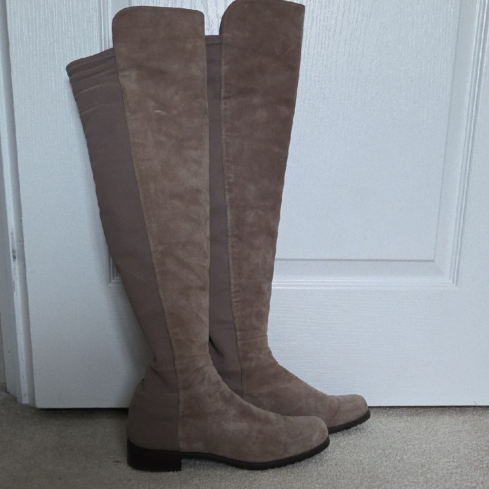 Stuart Weitzman 5050 Bold Tan Suede Over the Knee Boots - Picture 9 of 9